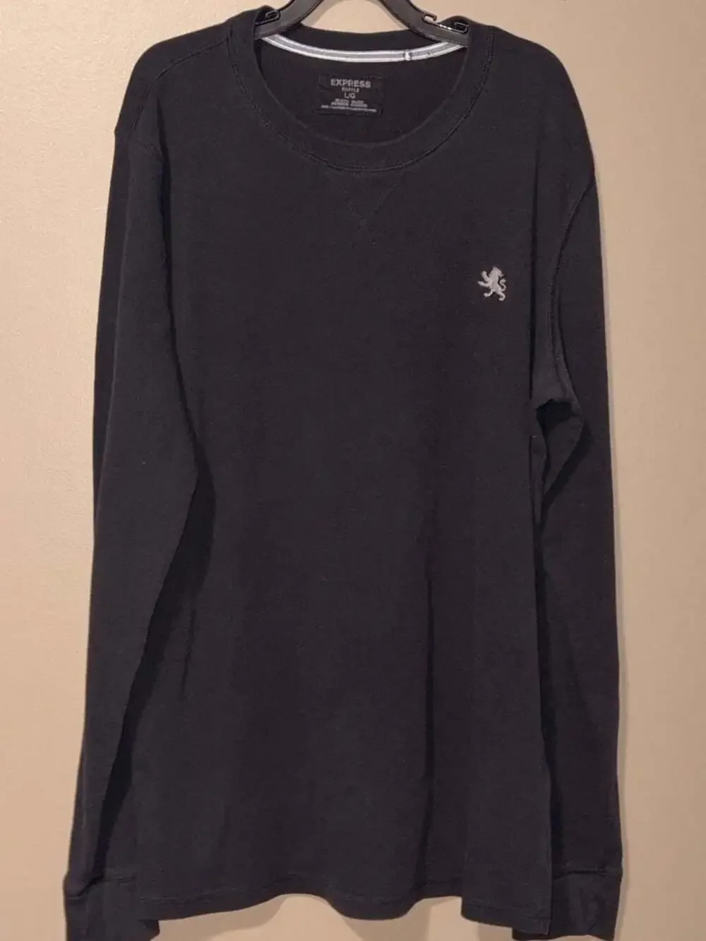 Express Mens Long Sleeve Waffle Crew Neck T-Shirt Lot of 2 Gray Black Size L